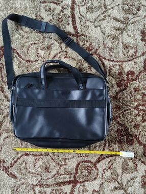 Men's Black Leather-Look Messenger Bag with Shoulder Strap
